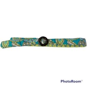 Vera Bradley Retired Peacock Print Reversible Belt & Pink Reusable Gift Bag